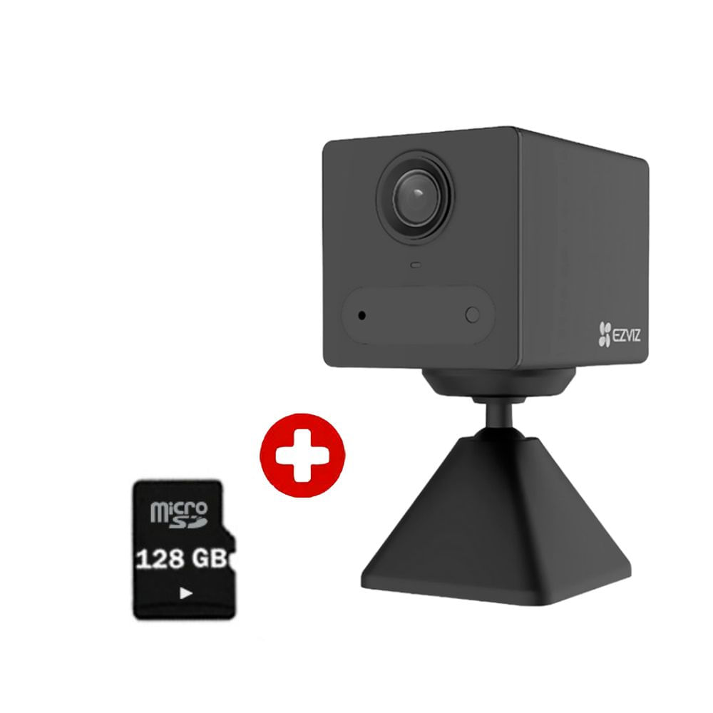Imagen 1 del producto Combo cámara Ezviz CB2 1080P mini inteligente con batería recargable, visión nocturna, SD 128GB, Wi-Fi